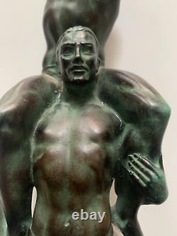 Rare Sculpture Les Athletes Au Laurier Par Pierre Le Faguays Et Max Le Verrier