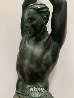 Rare Sculpture Les Athletes Au Laurier Par Pierre Le Faguays Et Max Le Verrier