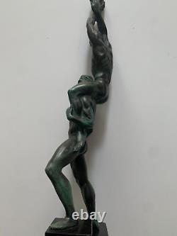 Rare Sculpture Les Athletes Au Laurier Par Pierre Le Faguays Et Max Le Verrier