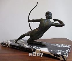 Rare grande statue sculpture Art Déco Diane chasseresse par S. MELANI 1925/30