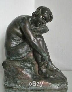 Rare sculpture statue Alfred Finot pour AMALRIC WALTER Art Nouveau/ Déco Femme