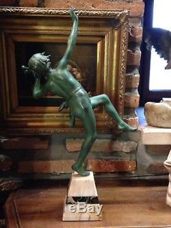 Régule Musicien Bacchanales Statue Sculpture Art Déco Aulos 1930 Bacchus Danseur