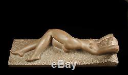 Renato JAVARONE femme nue allongée sculpture art déco 1930 Naked woman lyin 73cm