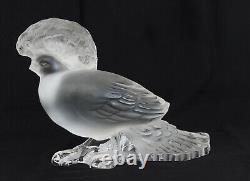 René LALIQUE Grande Sculpture Art Déco Oiseau Huppé Verre Satiné ca 1930