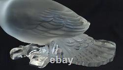 René LALIQUE Grande Sculpture Art Déco Oiseau Huppé Verre Satiné ca 1930