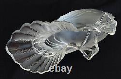 René LALIQUE Grande Sculpture Art Déco Oiseau Huppé Verre Satiné ca 1930