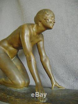 Sculpture, Art-deco, Paul Silvestre, Toulouse, Susse Freres, Jeune Femme, Chevreau