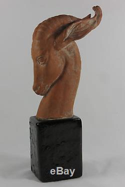 Sculpture Art Deco Terre Cuite Rossi Tete D Antilope Terracotta Antelope Bust