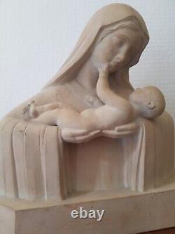 SCULPTURE ART DECO TERRE CUITE VIERGE A L ENFANT SIGNEE DANIEL numéroté 100