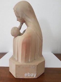 SCULPTURE ART DECO TERRE CUITE VIERGE A L ENFANT SIGNEE DANIEL numéroté 100