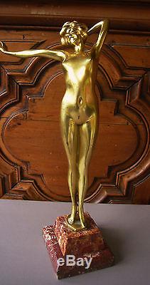 SCULPTURE BRONZE ART DECO DANSEUSE NUE PAUL PHILIPPE (no Max Leverrier)