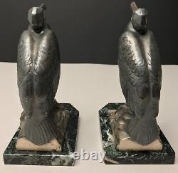 SERRE LIVRES CORMORANS art déco signé FRECOURT patine bronze vintage antique /