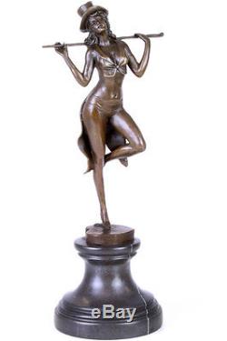 STATUE EN BRONZE 38cm SCULPTURE STYLE ART DECO DANSEUSE FIGURINE STATUETTE