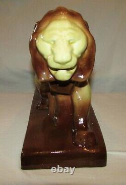 STATUE LION ART DECO ANCIENNE en ceramique / french sculpture lion