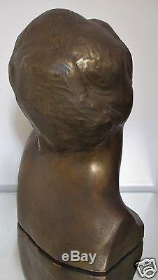 STATUE SCULPTURE ART DECO terre cuite patine bronze La timidité Era Lempicka
