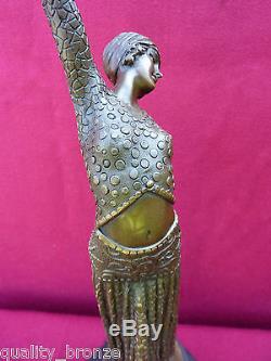 SUPERB ART DECO, BRONZE, FOOTSTEPS SIGNED D. H. Chiparus STATUE FIGURE SCULPTURE