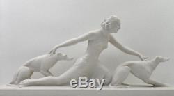 Salvatore Melani Femme aux levriers Art Deco sculpture 1930 élegante