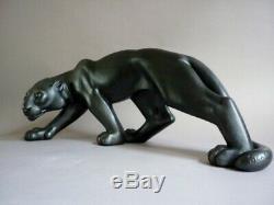 Scarpa Sculpture Grande Panthere Noire En Marche Ceramique Art Deco 1930