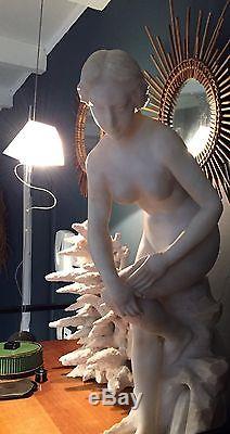 Sculpture Ancienne En Marbre Statue Femme Nue Art Nouveau Art Deco 1900 Marble