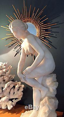 Sculpture Ancienne En Marbre Statue Femme Nue Art Nouveau Art Deco 1900 Marble