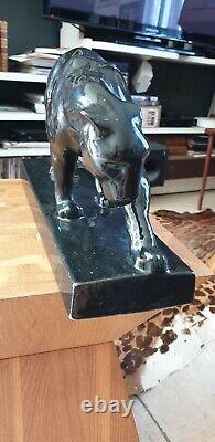Sculpture Ancienne Panthere Sulpteur Jean Art Deco Ceramique 1930 40 CM