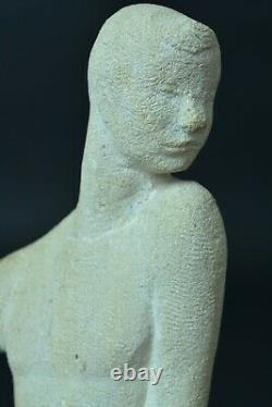 Sculpture Ancienne signée Henri DULER Jeune femme nue Assise art Deco Pierre