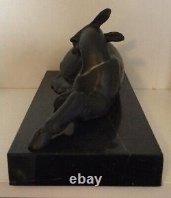 Sculpture Animalière Irenée Rochard 1906/1984 Cabri Régule Patine Noire Art Déco