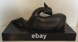 Sculpture Animalière Irenée Rochard 1906/1984 Cabri Régule Patine Noire Art Déco