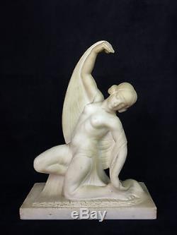 Sculpture Art Déco En Albtre La Danseuse Orientale Signée Guglielmo Pugi