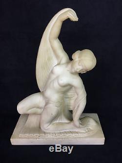 Sculpture Art Déco En Albtre La Danseuse Orientale Signée Guglielmo Pugi