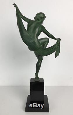 Sculpture Art Déco (attribué A) Max. Le Verrier La Danseuse À L'écharpe