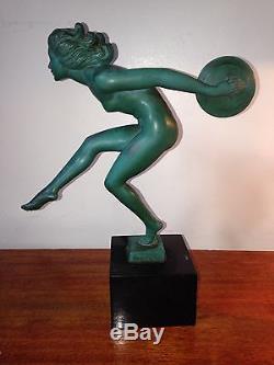 Sculpture Art deco Statue Danseuse Au Cymbales Garcia France 1930 Antiquité