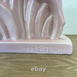 Sculpture Biche Rose Rare Geo Conde Saint Clement Faïence France 1930 Art Deco