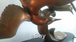 Sculpture Bronze. Couple De Mouettes Periode XX Eme Art Deco Signee Rochard