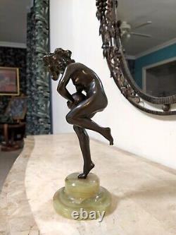 Sculpture Femme nue danseuse en bronze Art Déco DLG Claire Colinet 1920-1930