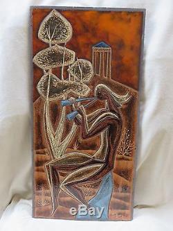 Sculpture JAFFEUX plaque émaillée grés céramique art déco no Lurçat no Picasso