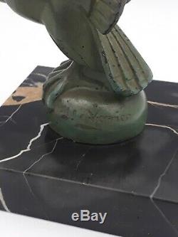 Sculpture MAX LE VERRIER vautour oiseau regule bronze FONTE D ART deco 1930