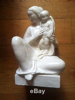 Sculpture Maternite Terre Cuite Art Deco Bizette