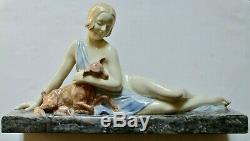 Sculpture Statue A. Godard édition Kaza céramique polychrome Art Déco 1930