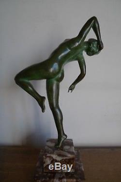 Sculpture Statue Danseuse Nue Bronze Marbre Art Epoque Deco Vers 1930