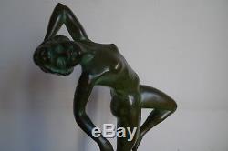 Sculpture Statue Danseuse Nue Bronze Marbre Art Epoque Deco Vers 1930