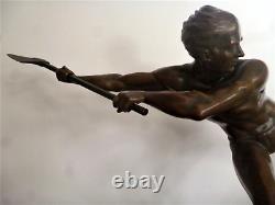 Sculpture Statue Epreuve en Bronze Art Déco Homme a la Hache / Pierre Hugonnet