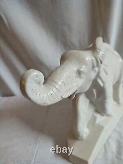 Sculpture animaliere faience craquelee elephant dolly signe lejan art deco 1930