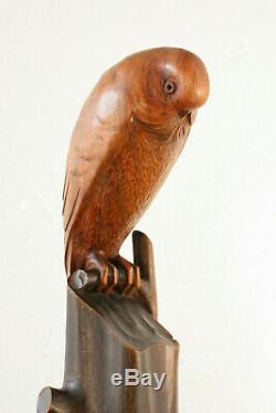 Sculpture animalière monoxyle Art Déco, Noel-Ange MARTINI, oiseau perché noyer