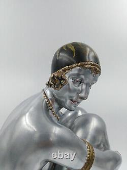 Sculpture années 30 Chiparus art-déco élégante danseuse dame nu féminin 46,5 cm