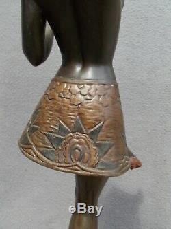 Sculpture art deco 30s LIMOUSIN statue femme danseuse orientale en regule bronze