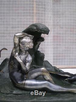 Sculpture art deco VAN DE VOORDE femme baigneuse statue vintage bathing beauty