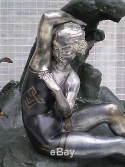 Sculpture art deco VAN DE VOORDE femme baigneuse statue vintage bathing beauty