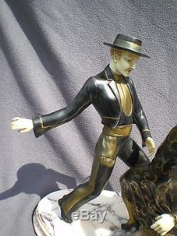 Sculpture art deco chryselephantine danseur flamenco antique statue figure woman