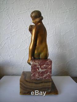 Sculpture art deco en bronze doré statuette femme nue antique statue nude woman